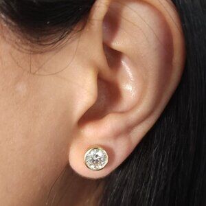 14Kt Gold 2 Ct Bezel Lab Grown Diamond stud Earrings